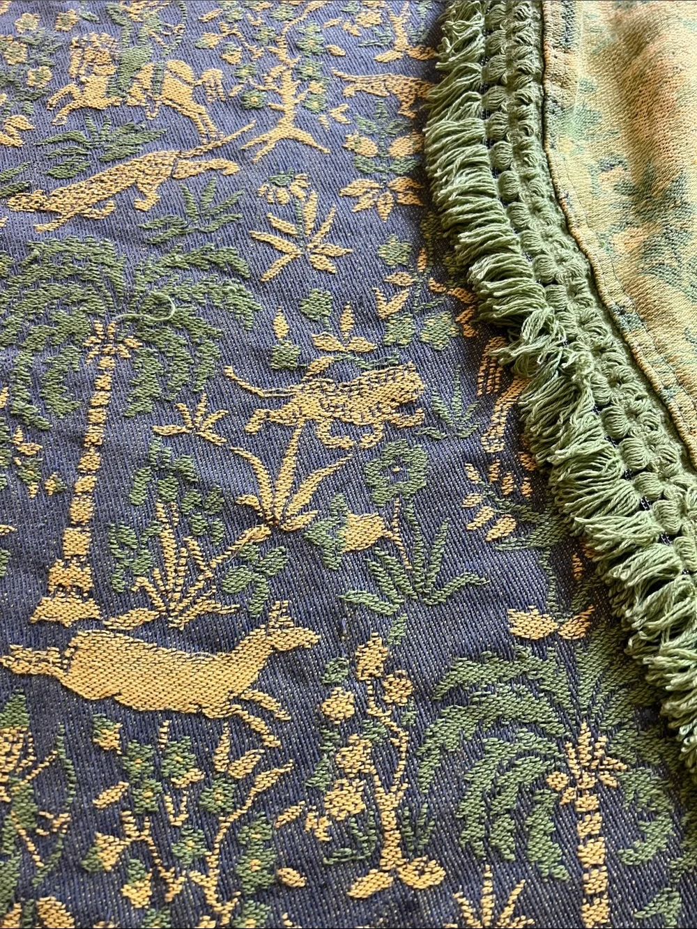 VTG Fieldcrest Green and Gold Woven Jacquard Fabric